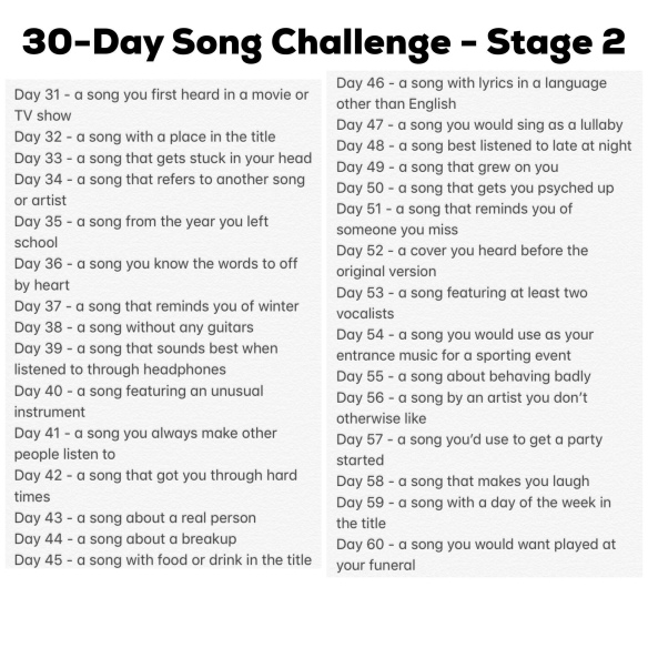 2020 Minus 51 The Second 30 Day Song Challenge Budgie S Perch